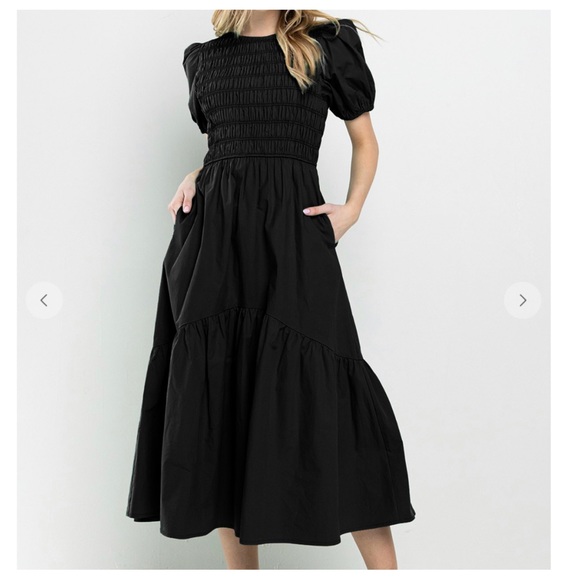 17 Black Boho Smocking Detail Tiered Maxi Dress - Picture 5 of 5